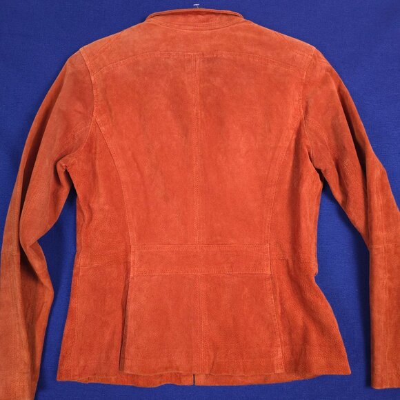 Ruff Hewn women's 100% Genuine Suede Leather Jacket Rust Orange size Small - Picture 8 of 8